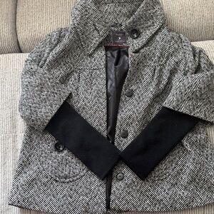 Forever 21 Black and White Herringbone Pea Coat